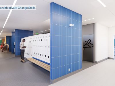 Locker Room with private change stalls